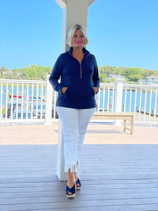 LULU-B KANGAROO NAVY HALF ZIPPER LULU-B