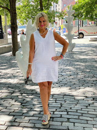 LULU-B WHITE LINEN DRESS LULU-B