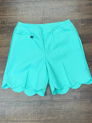 LULU-B SEAGLASS AQUA SCALLOP SHORTS LULU-B
