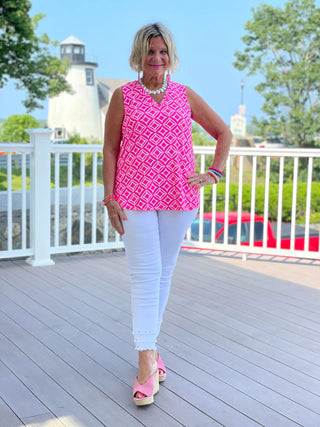 TAILORED PINK DIAMOND V SLEEVELESS LULU-B