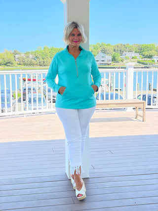 LULU-B KANGAROO SEAFOAM HALF ZIPPER LULU-B