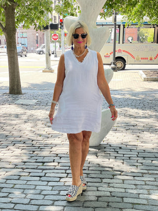 LULU-B WHITE LINEN DRESS LULU-B