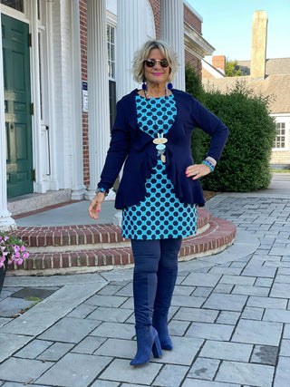 CAROLINE NAVY RUFFLE SWEATER LULU-B