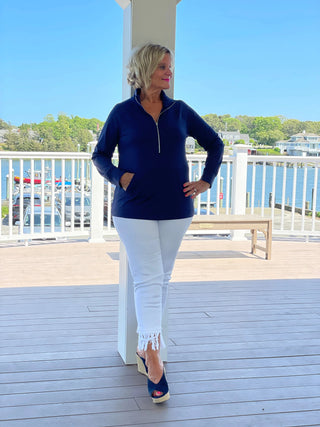 LULU-B KANGAROO NAVY HALF ZIPPER LULU-B
