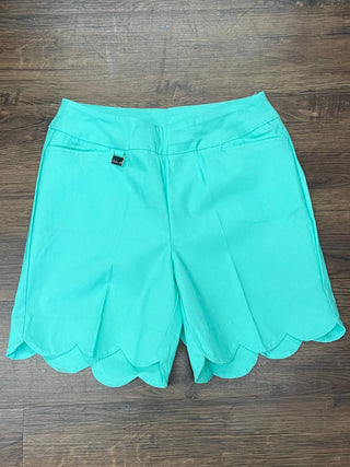LULU-B SEAGLASS AQUA SCALLOP SHORTS LULU-B