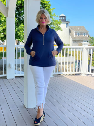 LULU-B KANGAROO NAVY HALF ZIPPER LULU-B