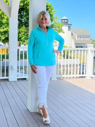 LULU-B KANGAROO SEAFOAM HALF ZIPPER LULU-B