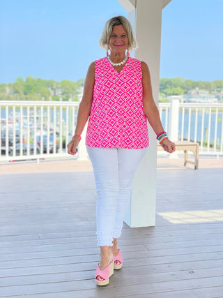 TAILORED PINK DIAMOND V SLEEVELESS LULU-B