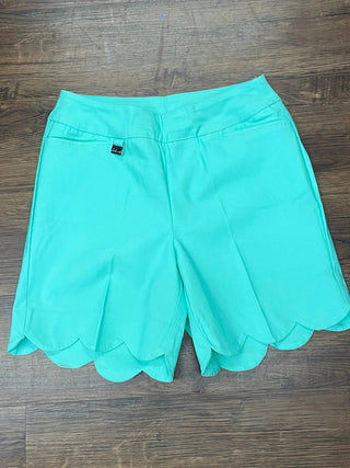 LULU-B SEAGLASS AQUA SCALLOP SHORTS LULU-B