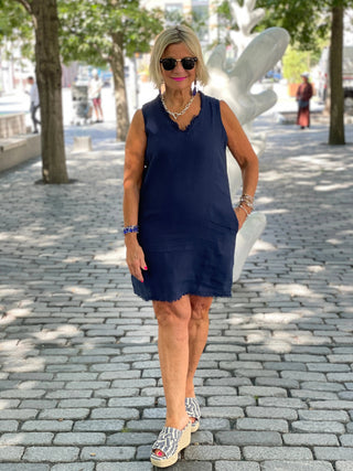 LULU-B NAVY LINEN DRESS LULU-B