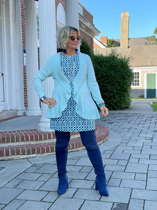 CAROLINE PALE BLUE RUFFLE SWEATER LULU-B