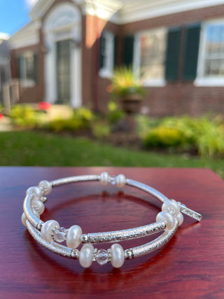FRESH WATER PEARL CLEAR BRACELET WRAP - Cathys Place