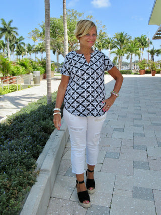 NAPLES SHORT SLEEVE TOP - Cathys Place