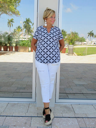 NAPLES SHORT SLEEVE TOP - Cathys Place