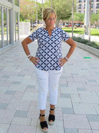 NAPLES SHORT SLEEVE TOP - Cathys Place