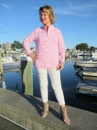 PINK REEF ZIPPER TOP - Cathys Place
