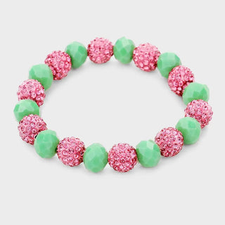 SHAMBALLA BALL FACETED BEAD STRETCH BRACELET - Cathys Place