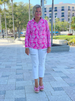 PINK LANE ZIPPER TOP - Cathys Place