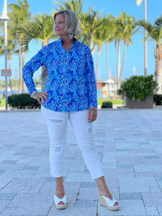 AQUA LANE ZIPPER TOP - Cathys Place