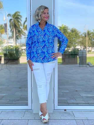 AQUA LANE ZIPPER TOP - Cathys Place