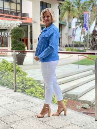 KEY WEST BLUE LINEN JACKET - Cathys Place