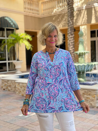 BLUE ISLE PINEAPPLELE TUNIC - Cathys Place
