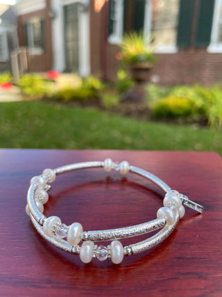 FRESH WATER PEARL CLEAR BRACELET WRAP - Cathys Place