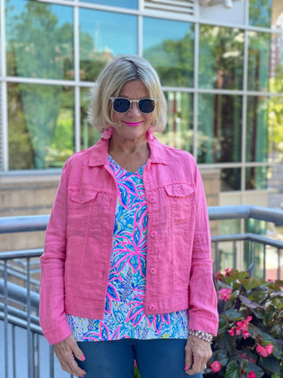 KEY WEST FLAMINGO PINK LINEN JACKET - Cathys Place