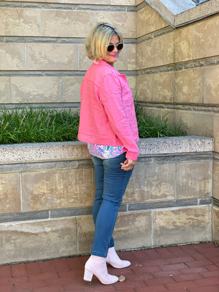 KEY WEST FLAMINGO PINK LINEN JACKET - Cathys Place