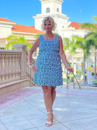SERENA BLUE LAYERED RUFFLE DRESS - Cathys Place