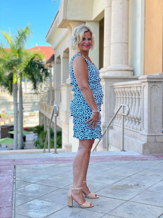 SERENA BLUE LAYERED RUFFLE DRESS - Cathys Place