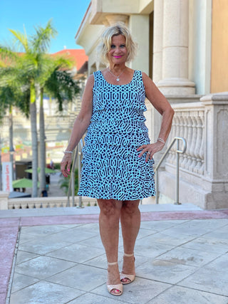 SERENA BLUE LAYERED RUFFLE DRESS - Cathys Place