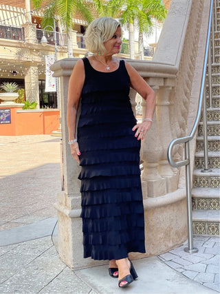 MIAMI NIGHTS  BLACK BLACK CHA CHA DRESS - Cathys Place
