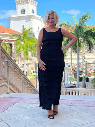 MIAMI NIGHTS  BLACK BLACK CHA CHA DRESS - Cathys Place