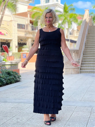 MIAMI NIGHTS  BLACK BLACK CHA CHA DRESS - Cathys Place