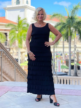 MIAMI NIGHTS  BLACK BLACK CHA CHA DRESS - Cathys Place