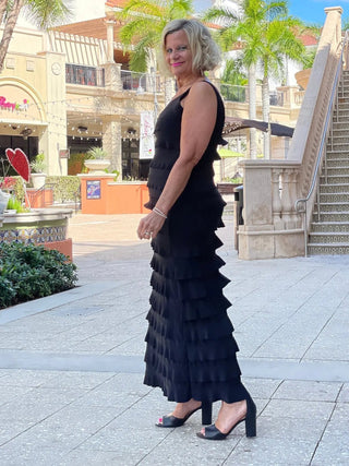 MIAMI NIGHTS  BLACK BLACK CHA CHA DRESS - Cathys Place