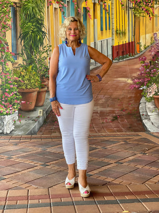 PERIWINKLE SLEEVELESS V-NECK - Cathys Place