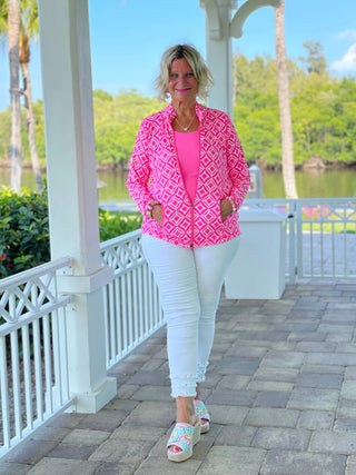 PINK DIAMONDS FULL ZIPPER JACKET - Cathys Place