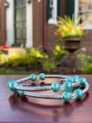 FRESH WATER PEARL AQUA BRACELET WRAP - Cathys Place