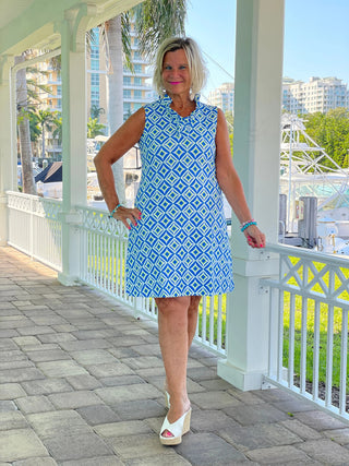 AQUA DIAMONDS RUFFLE DRESS LULU-B