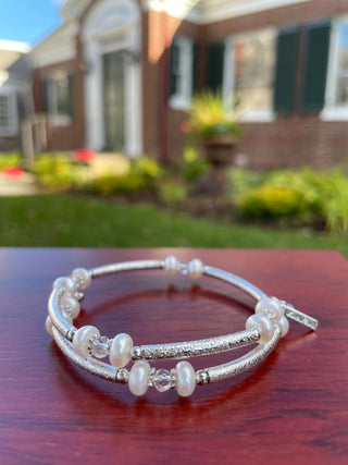 FRESH WATER PEARL CLEAR BRACELET WRAP - Cathys Place