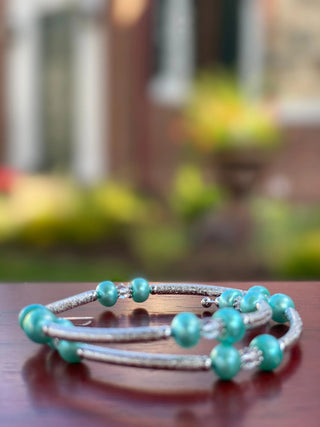 FRESH WATER PEARL AQUA BRACELET WRAP - Cathys Place
