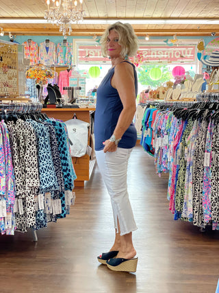 NAVY  KEYHOLE TOP FINAL SALE LULU-B