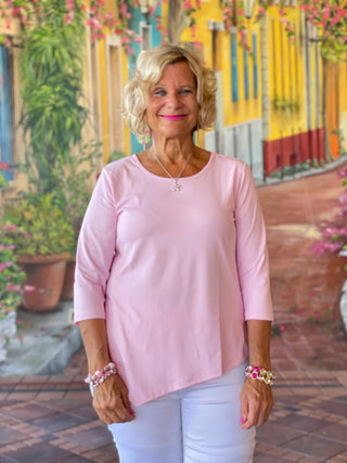 FROSTED PINK ASYMMETRIC TOP - Cathys Place