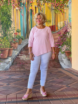 FROSTED PINK ASYMMETRIC TOP - Cathys Place