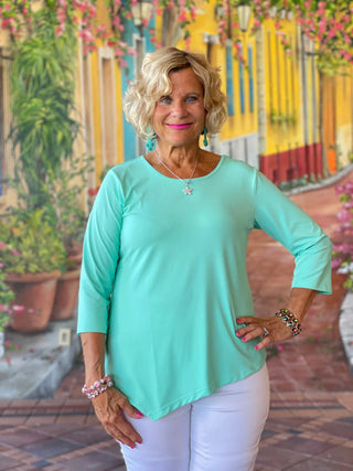 ICE BLUE ASYMMETRIC TOP - Cathys Place