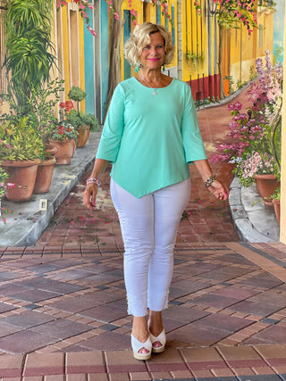 ICE BLUE ASYMMETRIC TOP - Cathys Place