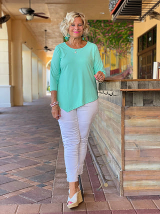ICE BLUE ASYMMETRIC TOP - Cathys Place
