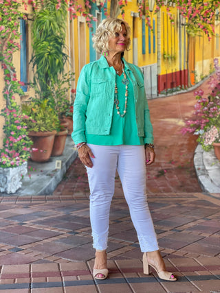 KEY WEST MINT LINEN JACKET - Cathys Place
